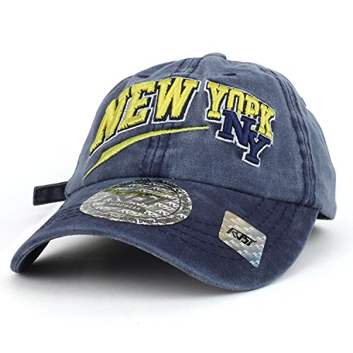 Trendy Apparel Shop New York NY Text 3D Embroidered Baseball Cap Long Tail Strap