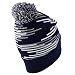 Trendy Apparel Shop Made in USA Staggered Bar Pattern Pom Pom Long Cuff Beanie