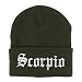 Trendy Apparel Shop Scorpio Old English Embroidered Long Cuff Beanie