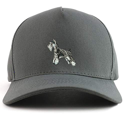 Trendy Apparel Shop Miniature Schanuzer Dog Embroidered Oversized 5 Panel XXL Baseball Cap