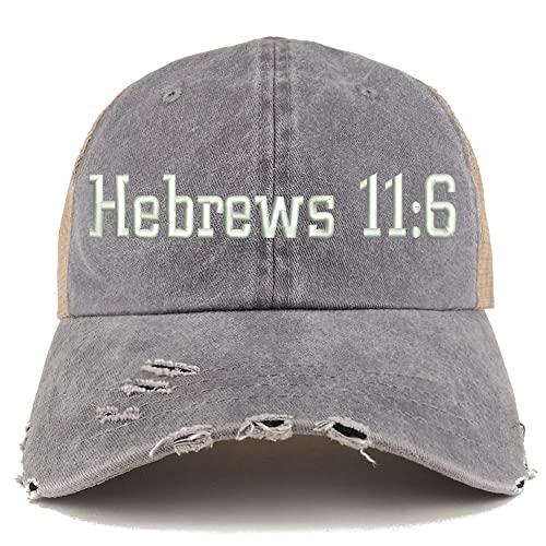 Trendy Apparel Shop Hebrew 11:6 Frayed Bill Trucker Mesh Back Cap
