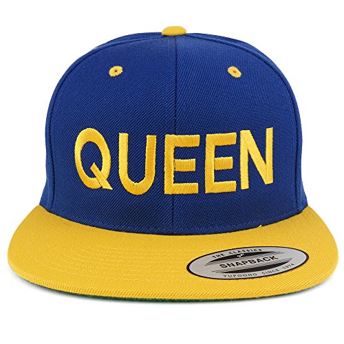 Trendy Apparel Shop Queen Two Tone Embroidered Flat Bill Snapback Cap
