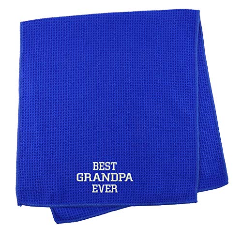 Trendy Apparel Shop Best Grandpa Ever Embroidered Microfiber Waffle Textured Fitness Towel