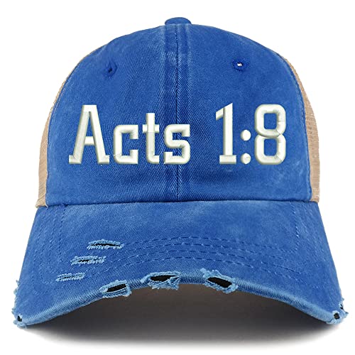Trendy Apparel Shop Acts 1:8 Frayed Bill Trucker Mesh Back Cap