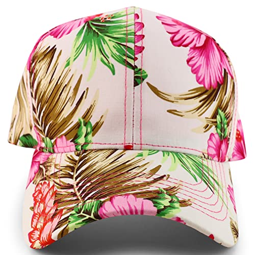 Trendy Apparel Shop Tropical Flower Hibiscus Pattern Print Baseball Cap