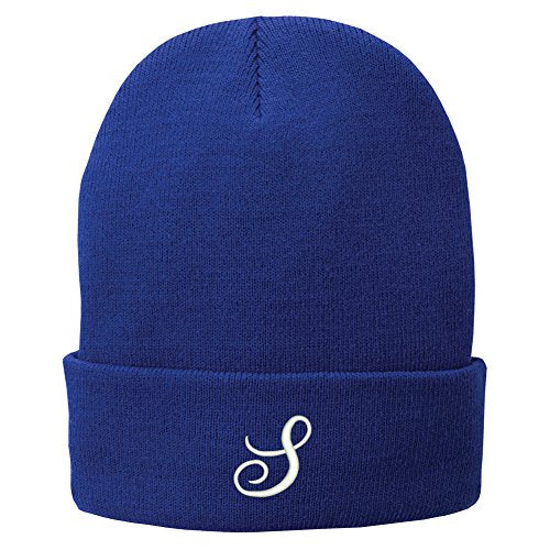 Trendy Apparel Shop Letter S Embroidered Winter Knitted Long Beanie
