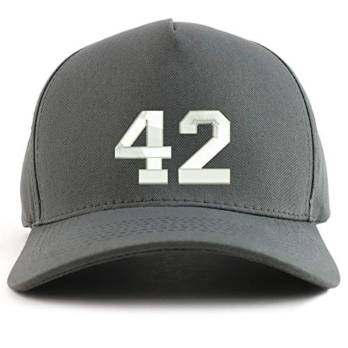 Trendy Apparel Shop Number 42 Collegiate Varsity Font Embroidered Oversized 5 Panel XXL Baseball Cap