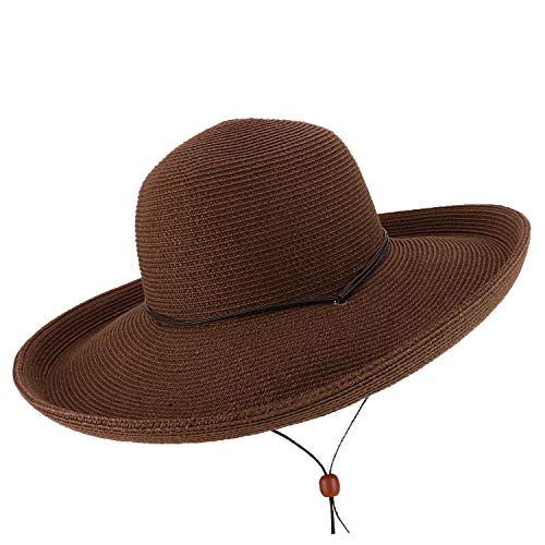 Trendy Apparel Shop UPF 50+ 4 Inch Kettle Brim Paper Braid Sun Hat with Cord