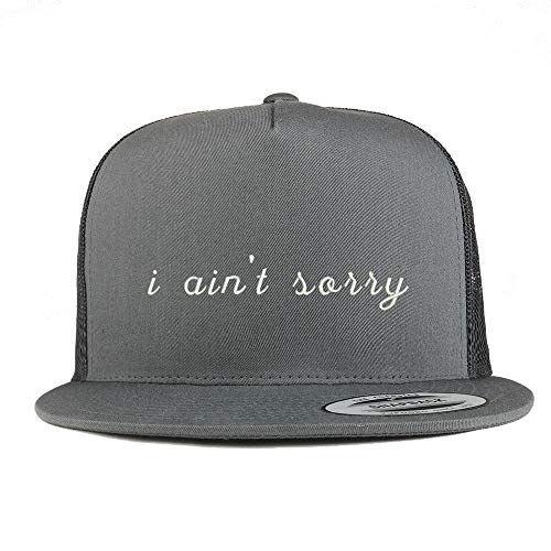 Trendy Apparel Shop Flexfit XXL I Ain't Sorry Embroidered 5 Panel Flatbill Trucker Mesh Cap