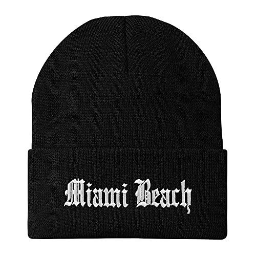 Trendy Apparel Shop Miami Beach Old English Embroidered Long Cuff Beanie