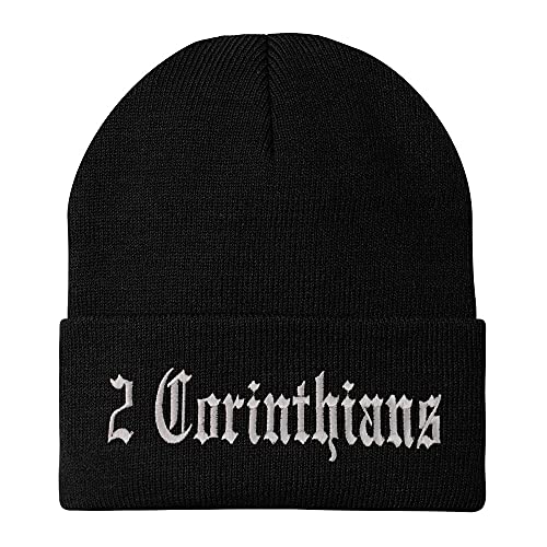 Trendy Apparel Shop 2 Corinthians Old English Embroidered Long Cuff Beanie