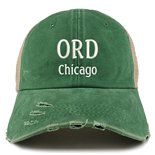 Trendy Apparel Shop ORD Chicago Embroidered Frayed Bill Trucker Mesh Back Cap