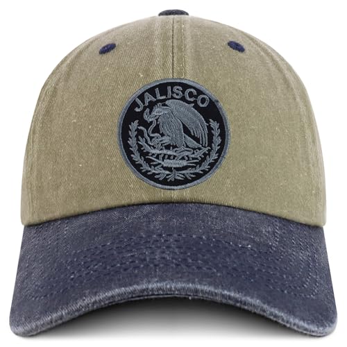 Trendy Apparel Shop Jalisco Mexico Charcoal Embroidered Patch Pigment Dyed Washed Baseball Cap