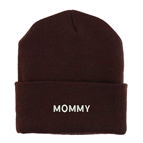 Trendy Apparel Shop Mommy Embroidered Made in USA Cuff Folded Acylic Knit Winter Beanie Hat