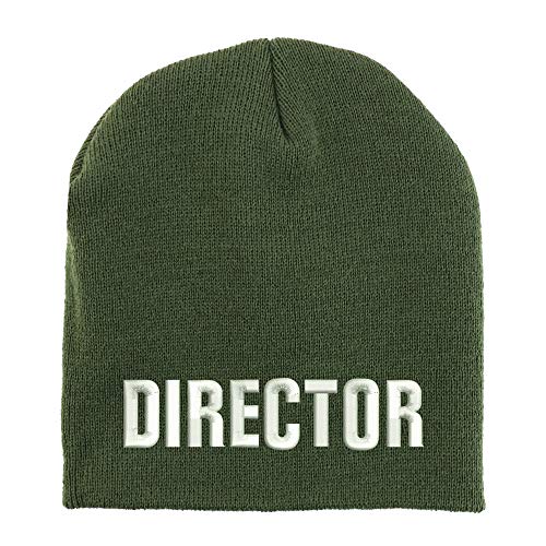 Trendy Apparel Shop Director Embroidered Made in USA Short Acrylic Knit Winter Beanie Hat