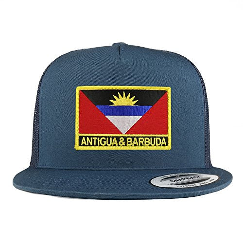 Trendy Apparel Shop Antigua and Barbuda Flag 5 Panel Flatbill Trucker Mesh Cap