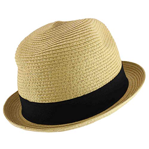 Trendy Apparel Shop Men's Toyo Paper Braid Upturn Brim Summer Fedora Hat