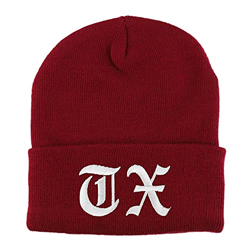 Trendy Apparel Shop Texas TX Old English Embroidered Long Cuff Beanie