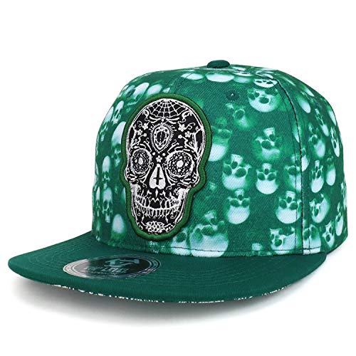 Trendy Apparel Shop Dia de Los Muertos Day of Dead Skull Embroidery Snapback Cap