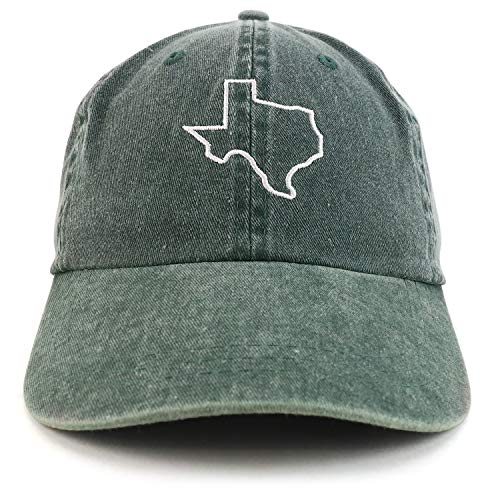 Trendy Apparel Shop Texas State Outline Embroidered Washed Cotton Adjustable Cap