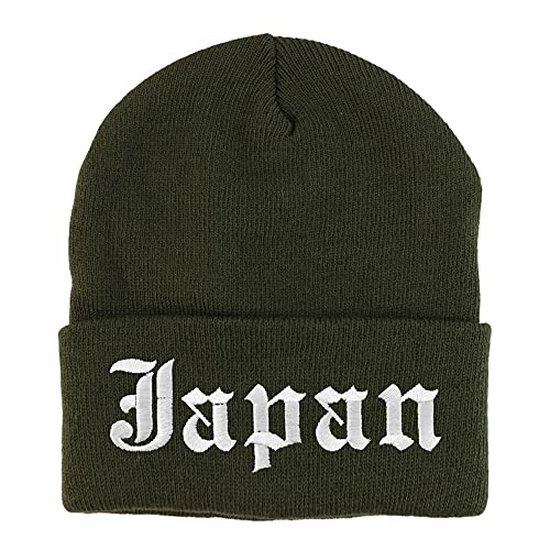 Trendy Apparel Shop Japan Old English Embroidered Long Cuff Beanie