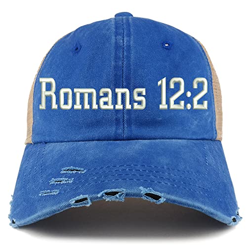 Trendy Apparel Shop Romans 12:2 Frayed Bill Trucker Mesh Back Cap