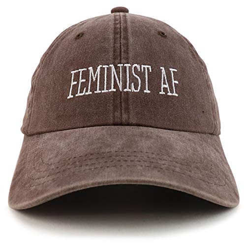 Trendy Apparel Shop Feminist AF Text Embroidered Washed Cotton Unstructured Baseball Cap