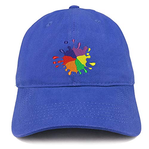 Trendy Apparel Shop Rainbow Color Splash Embroidered Brushed Cotton Cap
