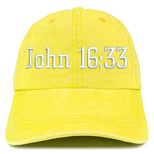 Trendy Apparel Shop John 16:33 Washed Pigment Dyed Baseball Cap