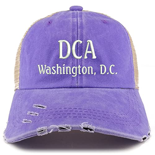 Trendy Apparel Shop DCA Washington DC Embroidered Frayed Bill Trucker Mesh Back Cap