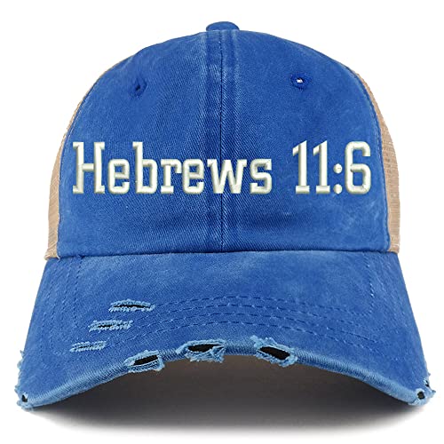 Trendy Apparel Shop Hebrew 11:6 Frayed Bill Trucker Mesh Back Cap