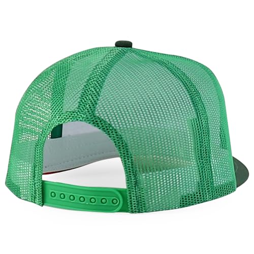 Trendy Apparel Shop 5 Panel Structured Trucker Cap with Mexico Flag Design Undervisor
