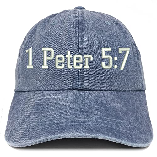 Trendy Apparel Shop 1 Peter 5:7 Washed Pigment Dyed Baseball Cap