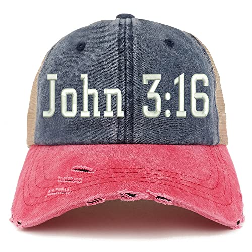 Trendy Apparel Shop John 3:16 Frayed Bill Trucker Mesh Back Cap