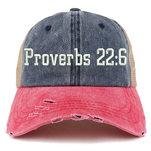 Trendy Apparel Shop Proverbs 22: 6 Frayed Bill Trucker Mesh Back Cap
