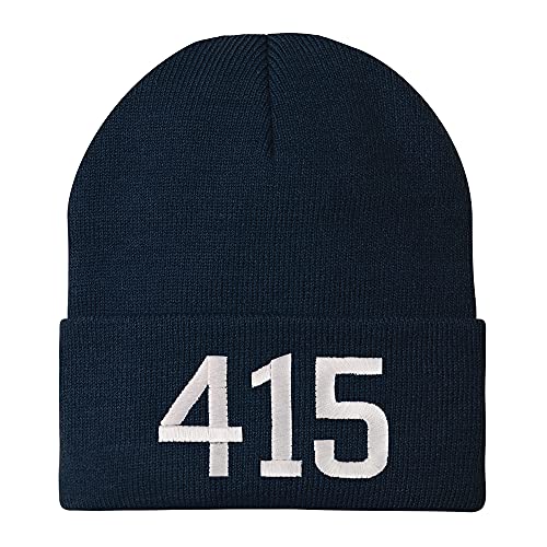 Trendy Apparel Shop 414 San Francisco CA Old English Embroidered Long Cuff Beanie
