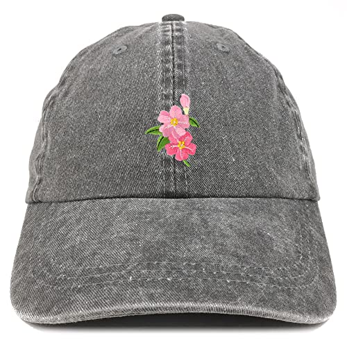Trendy Apparel Shop Cherry Blossom Patch Pigment Dyed Washed Baseball Cap