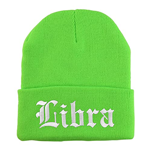 Trendy Apparel Shop Libra Old English Embroidered Long Cuff Beanie