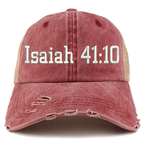 Trendy Apparel Shop Isaiah 41:10 Frayed Bill Trucker Mesh Back Cap