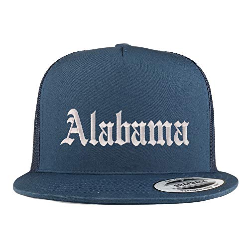 Trendy Apparel Shop Alabama State Old English 5 Panel Flatbill Trucker Mesh Cap