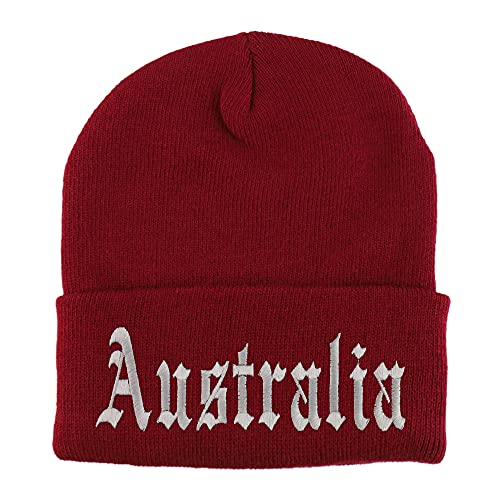 Trendy Apparel Shop Australia Old English Embroidered Long Cuff Beanie