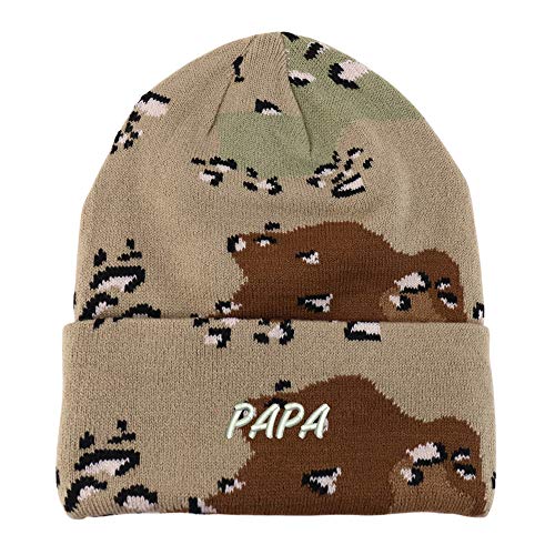Trendy Apparel Shop PAPA Embroidered Made in USA Camo Beanie