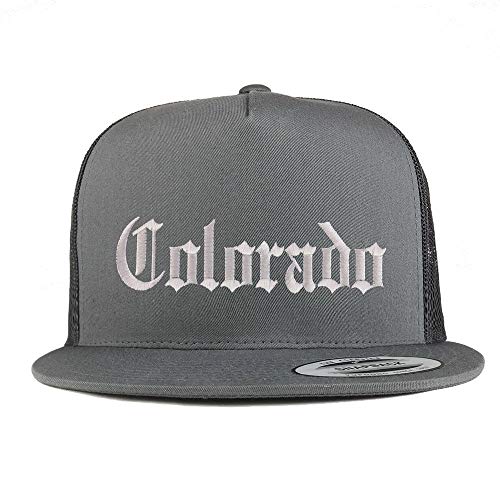 Trendy Apparel Shop Colorado State Old English 5 Panel Flatbill Trucker Mesh Cap