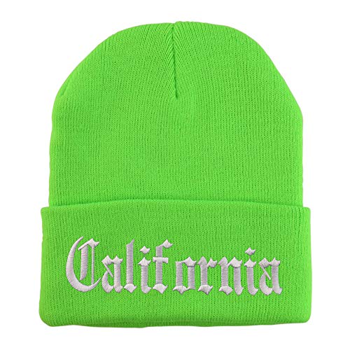Trendy Apparel Shop California State Old English Embroidered Long Cuff Beanie