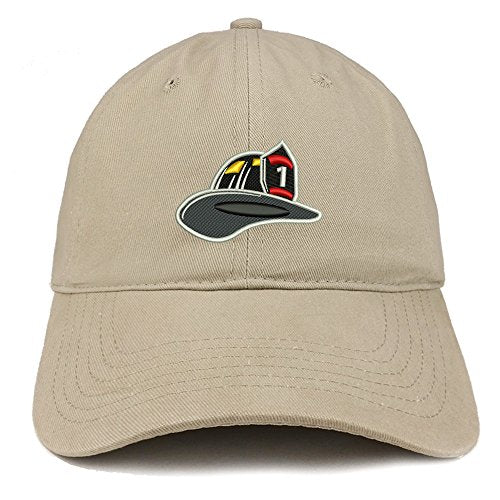 Trendy Apparel Shop Fire FD Hat Embroidered Brushed Cotton Dad Hat Ball Cap - Khaki