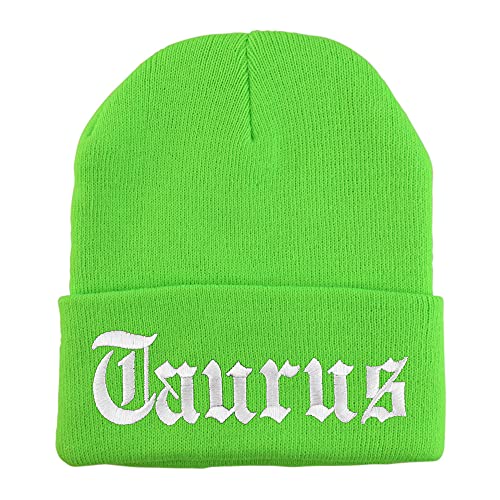 Trendy Apparel Shop Taurus Old English Embroidered Long Cuff Beanie