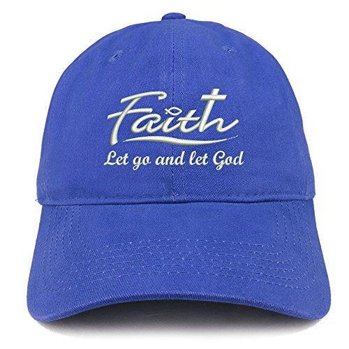Trendy Apparel Shop Let Go and Let God Embroidered Brushed Cotton Dad Hat Ball Cap - Royal
