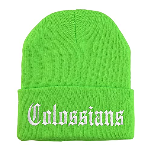 Trendy Apparel Shop Colossians Old English Embroidered Long Cuff Beanie