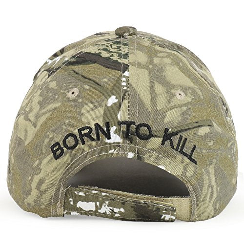 Trendy Apparel Shop Born to Kill Skull Embroidered Military Camo Baseball Cap