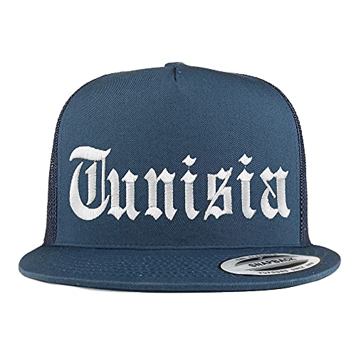 Trendy Apparel Shop Tunisia Old English 5 Panel Flatbill Trucker Cap
